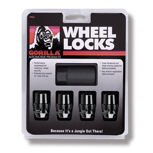 GORILLA 71681NBC Gorilla Automotive 71681NBC Acorn Black Chrome Wheel Locks (1/2" Thread Size)