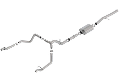 BORLA 140775 BORLA 140775 Cat-Back Perf. Exhaust Sys. for '19-'23 Chevrolet Silverado 1500 V8 & GMC Sierra 1500 V8 T-304 Stainlesss Steel ATAK Sound Dual Split Rear Exit Single Outlet on Each Side Reuse O.E. Tips