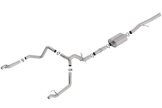 BORLA 140775 BORLA 140775 Cat-Back Perf. Exhaust Sys. for '19-'23 Chevrolet Silverado 1500 V8 & GMC Sierra 1500 V8 T-304 Stainlesss Steel ATAK Sound Dual Split Rear Exit Single Outlet on Each Side Reuse O.E. Tips