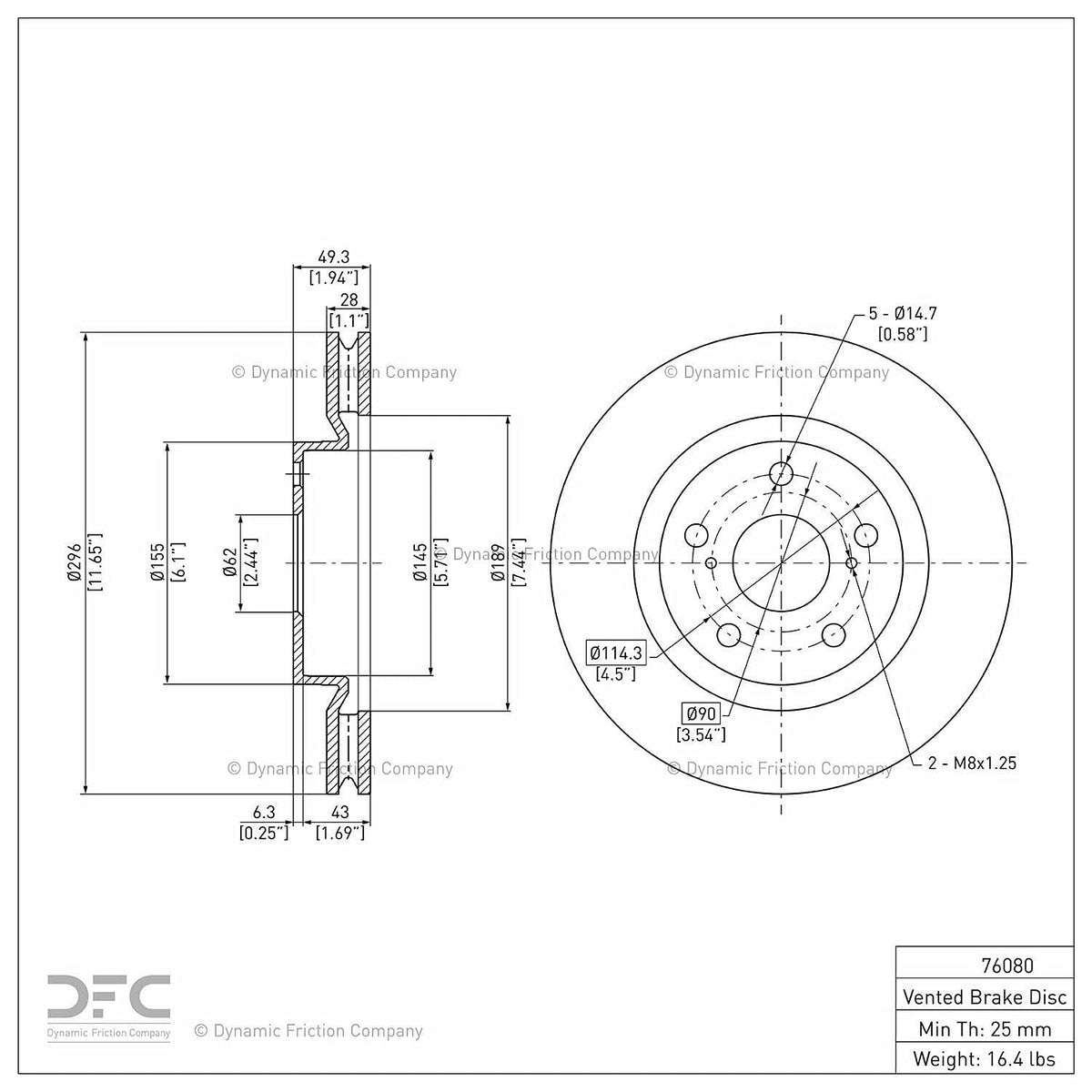 Dynamic Friction 600-76080 Front Brake Rotor