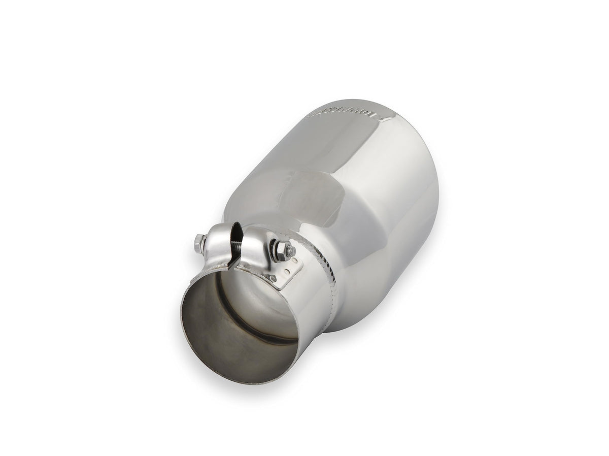 FLOWMASTER 15365 Flowmaster 15365 Exhaust Tip - 4.00 in. Rolled Angle Polished SS fits 2.50 in. Tubing - Clamp On