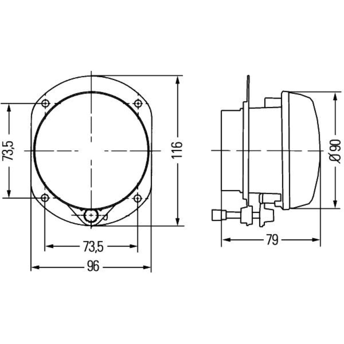 Hella 008582001 LAMP FOG 90MM H7 12V 55W W/FRME SAE