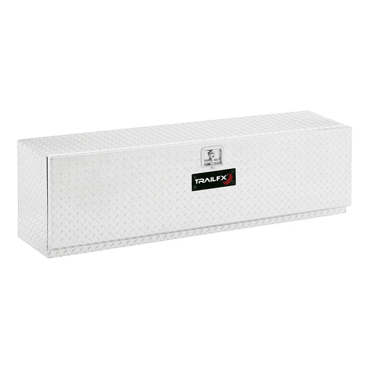 TRAILFX 170481 TrailFX Tool Box Top Mount Single Door Polished 16 Gauge Aluminum Diamond Tread 48 Inch Length 13 Inch Width 17 Inch Height 6.3 Cubic Feet Capacity Lockable Lid Truck Bed Tool Box