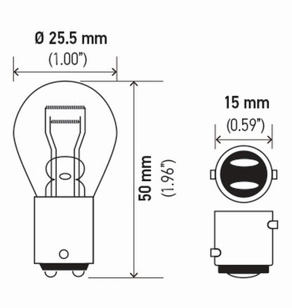 Hella 1034TB Bulb 1034 12V 23/8W Bay15D S8 (2), Multi