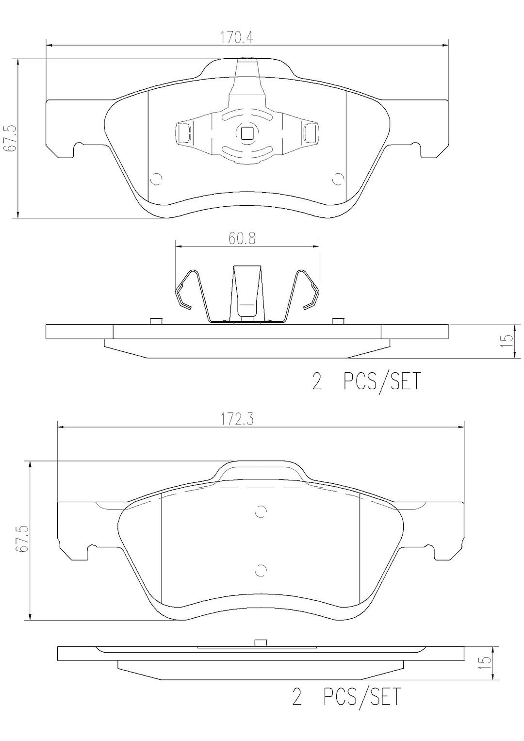 BREMBO P24159N Brembo P24159N Premium Ceramic Front Disc Brake Pad Set FORD/FORD AUSTRALIA/FORD USA/HAIMA (FAW)/MAZDA/MERCURY OE# 4641690