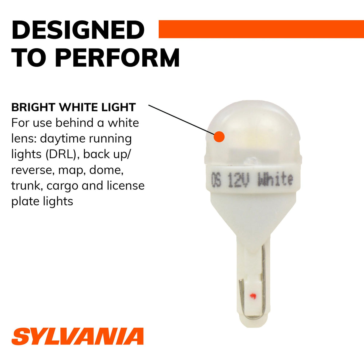 SYLVANIA 2825SL.BP2 SYLVANIA 2825 T10 W5W LED Mini Bulb, White, Interior Lighting, 2-Pack