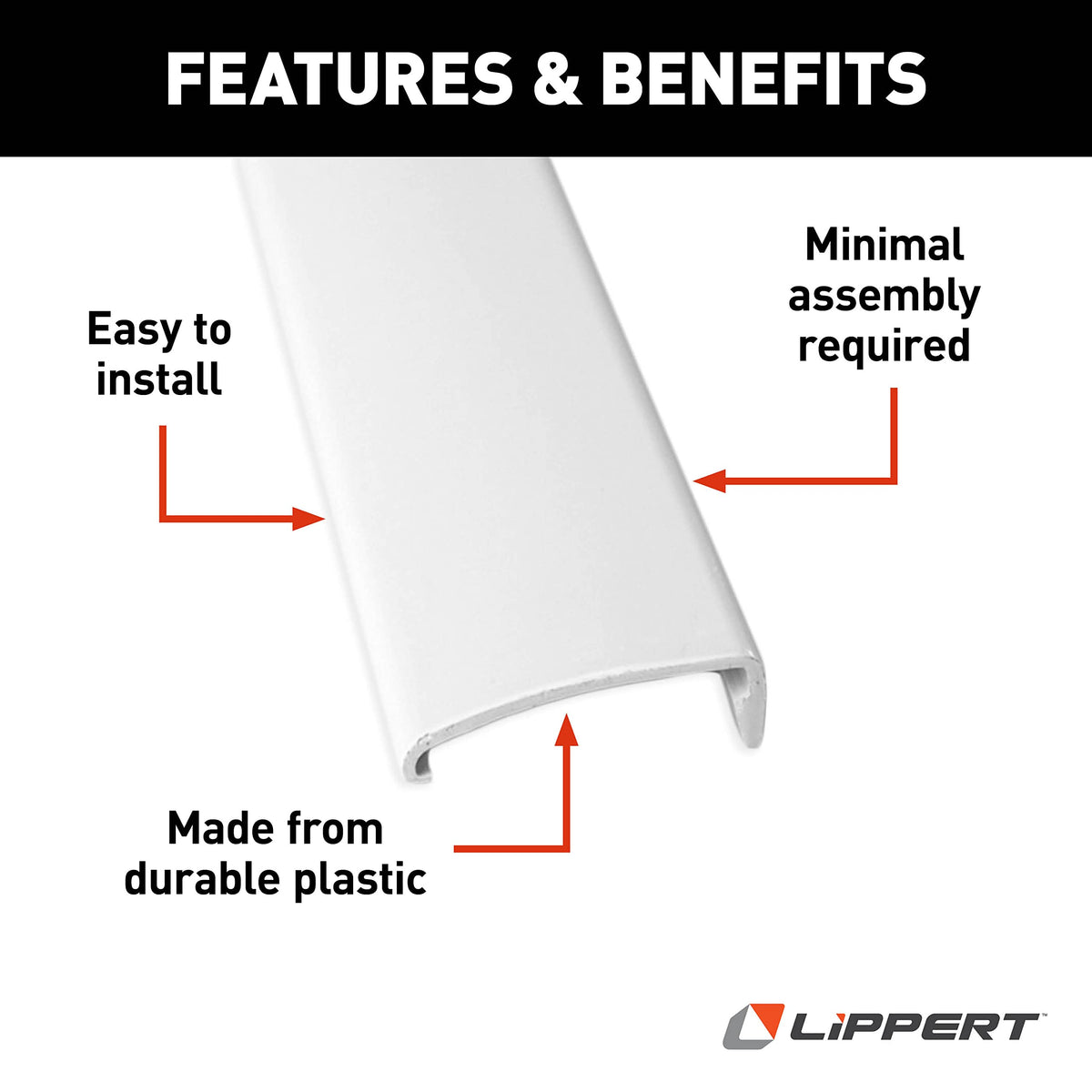 Lippert Components 326191 Lippert Replacement 76" Snap Trim Screw Cover for Radius Screen Door on 5th Wheel RVs, Travel Trailers and Motorhomes - 326191
