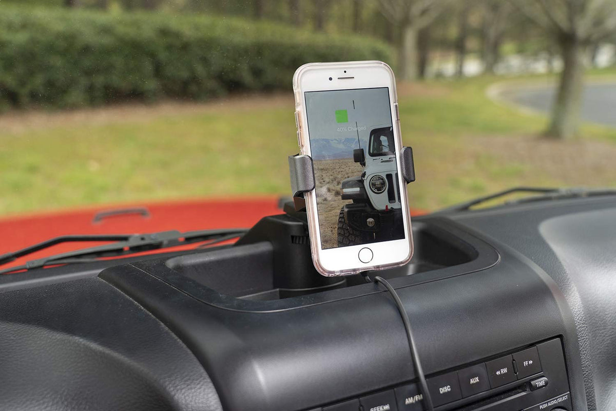RUGGED RIDGE 13551.34 Rugged Ridge Multi-Mount Charging Phone Kit for Jeep Wrangler JK | Thermoplastic Olefin (TPO), Black | 13551.34 | Fits 2011-2018 Jeep Wrangler JK