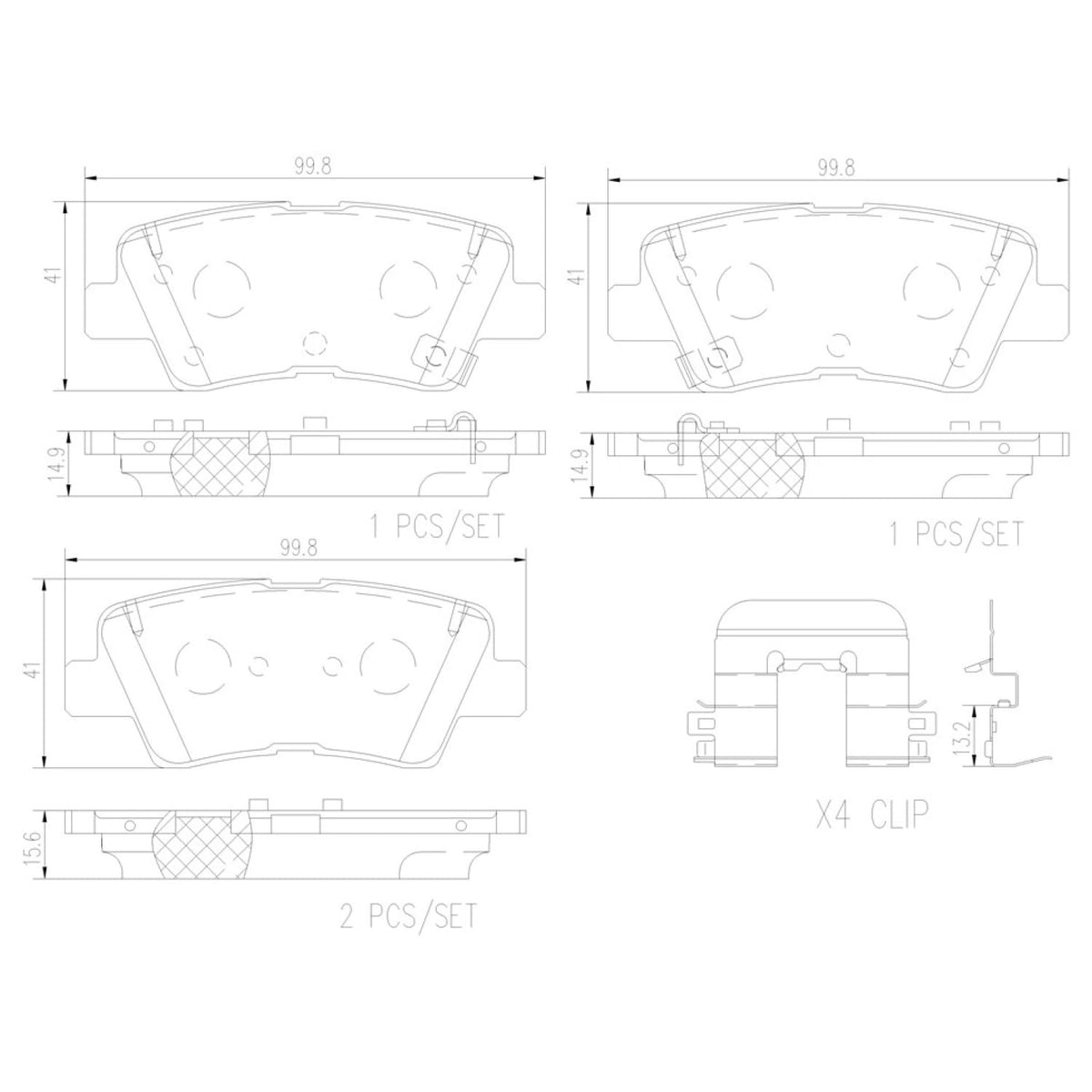 BREMBO P30101N Brembo P30101N Premium Ceramic Rear Disc Brake Pad Set HYUNDAI OE# 58302B2A20