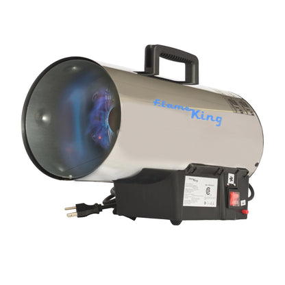 FLAME KING YSN-AD018 Flame King 60,000 BTU Portable Propane Forced Air Heater Outdoor Great for Jobsite, Construction, Garage, Patio, Stainless Steel