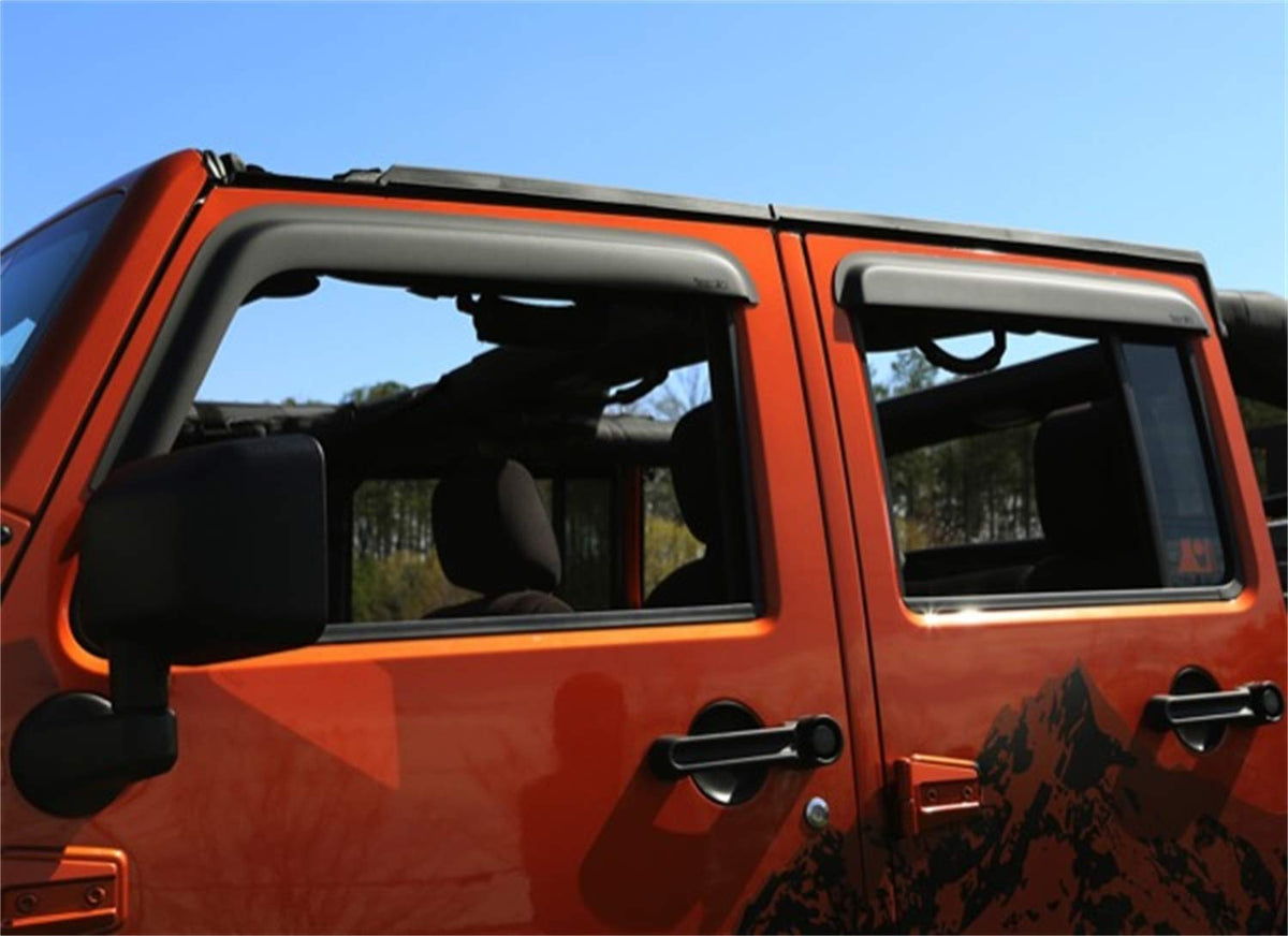 RUGGED RIDGE 11349.12 Rugged Ridge Window Visors for Jeep Wrangler JKU | Matte Black | 11349.12 | Fits 2007-2018 Jeep Wrangler JKU 4-Door