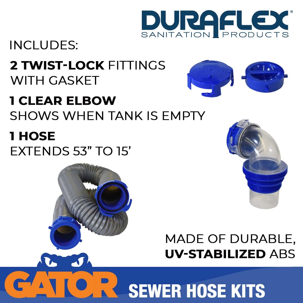 DURAFLEX 22003 Duraflex 22003 GATOR SEWER HOSE KIT 15' WIRE RIB