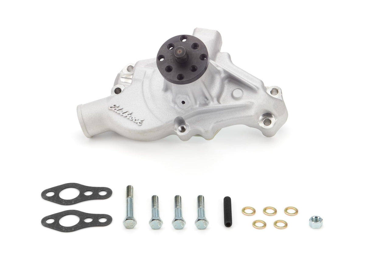 EDELBROCK 88100 Edelbrock Water Pump, Mechanical, Victor Series, 5/8 in Pilot, Short Design, Aluminum, Natural, compatible with Small Block Chevy, Each