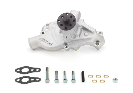 EDELBROCK 88100 Edelbrock Water Pump, Mechanical, Victor Series, 5/8 in Pilot, Short Design, Aluminum, Natural, compatible with Small Block Chevy, Each