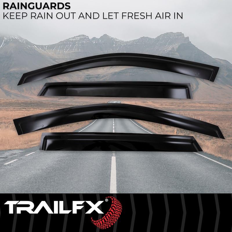 TRAILFX 4116H Rainguard Set of 4 Fits Chevrolet Trax 2024-2026 Low Profile Tape-On Smoke Acrylic Window Vents UV and Scratch Resistant