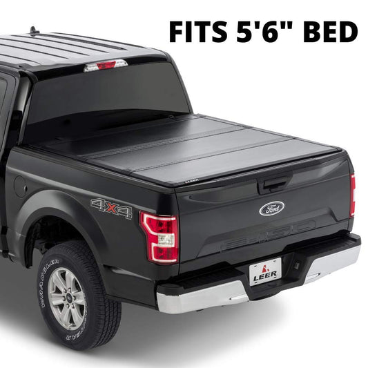 LEER 631404 LEER HF350M Tri-Folding Truck Bed Tonneau Cover, Fits Ford F-150 Super Crew/Super Cab, Years 2004-2026, 5'6" Truck Bed, Black