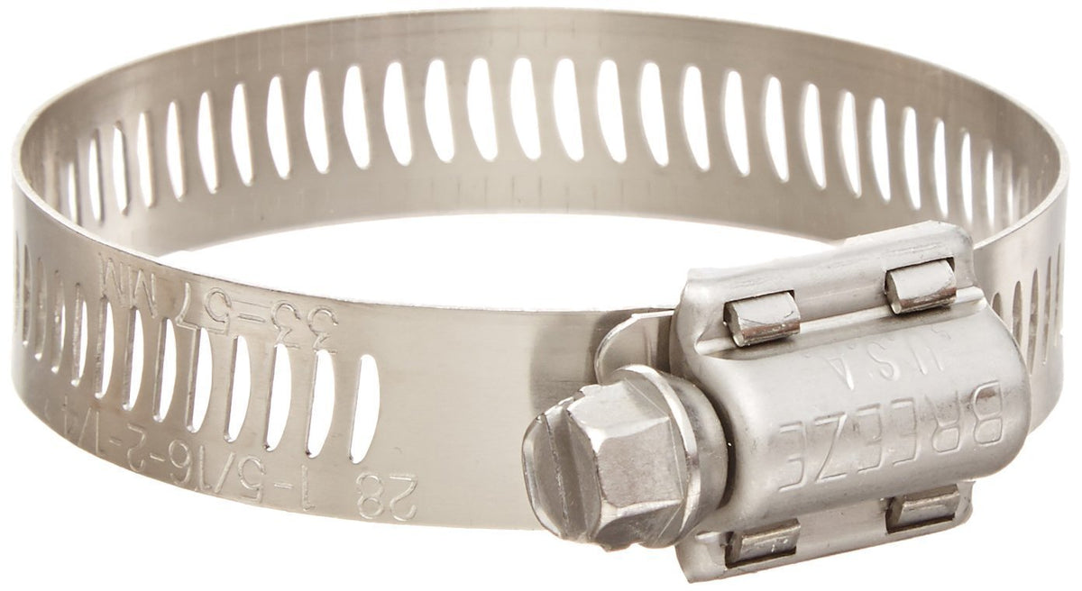 BREEZE 62010H Breeze - 62010H Power-Seal Stainless Steel Hose Clamp, Worm-Drive, SAE Size 10, 9/16" to 1-1/16" Diameter Range, 1/2" Bandwidth
