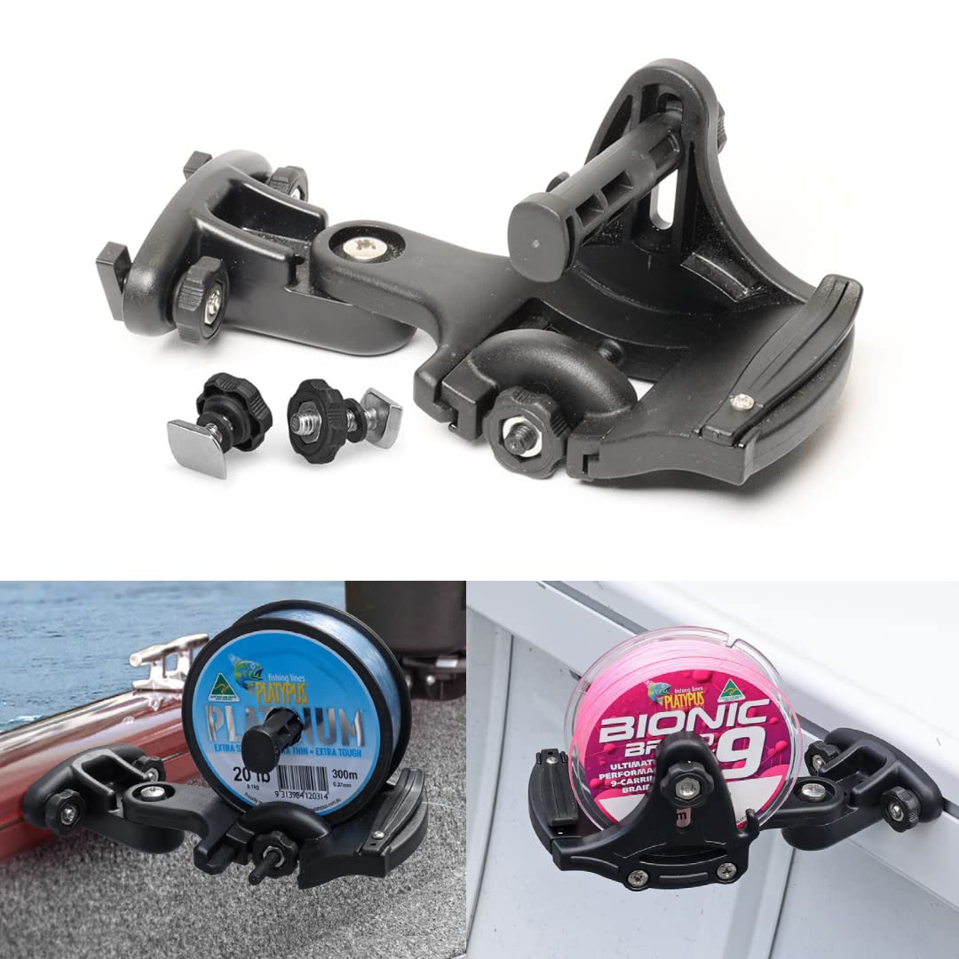RAILBLAZA 09-4159-11 RAILBLAZA Fishing Line Spooling Station for Boats or Kayaks, Adjustable with Pivoting Base for StarPorts, Tracks, or Fixed Mounts