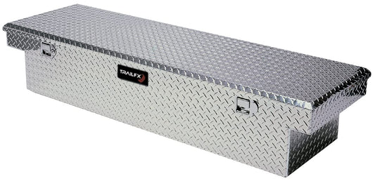 TRAILFX 110701 TrailFX Tool Box 110701 Crossover Standard Single Lid With Struts Diamond Tread Bright Polished 16 Gauge Aluminum 8.8 Cubic Foot Capacity With Plastic Tray