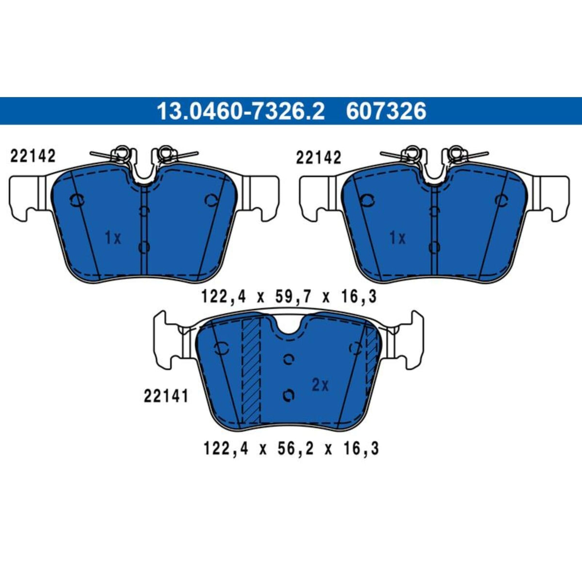 ATE 607326 ATE Semi-Metallic Rear Disc Brake Pad Set 607326 for Jaguar, Land Rover, Volvo