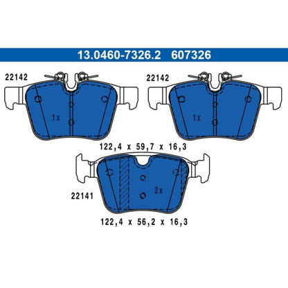 ATE 607326 ATE Semi-Metallic Rear Disc Brake Pad Set 607326 for Jaguar, Land Rover, Volvo