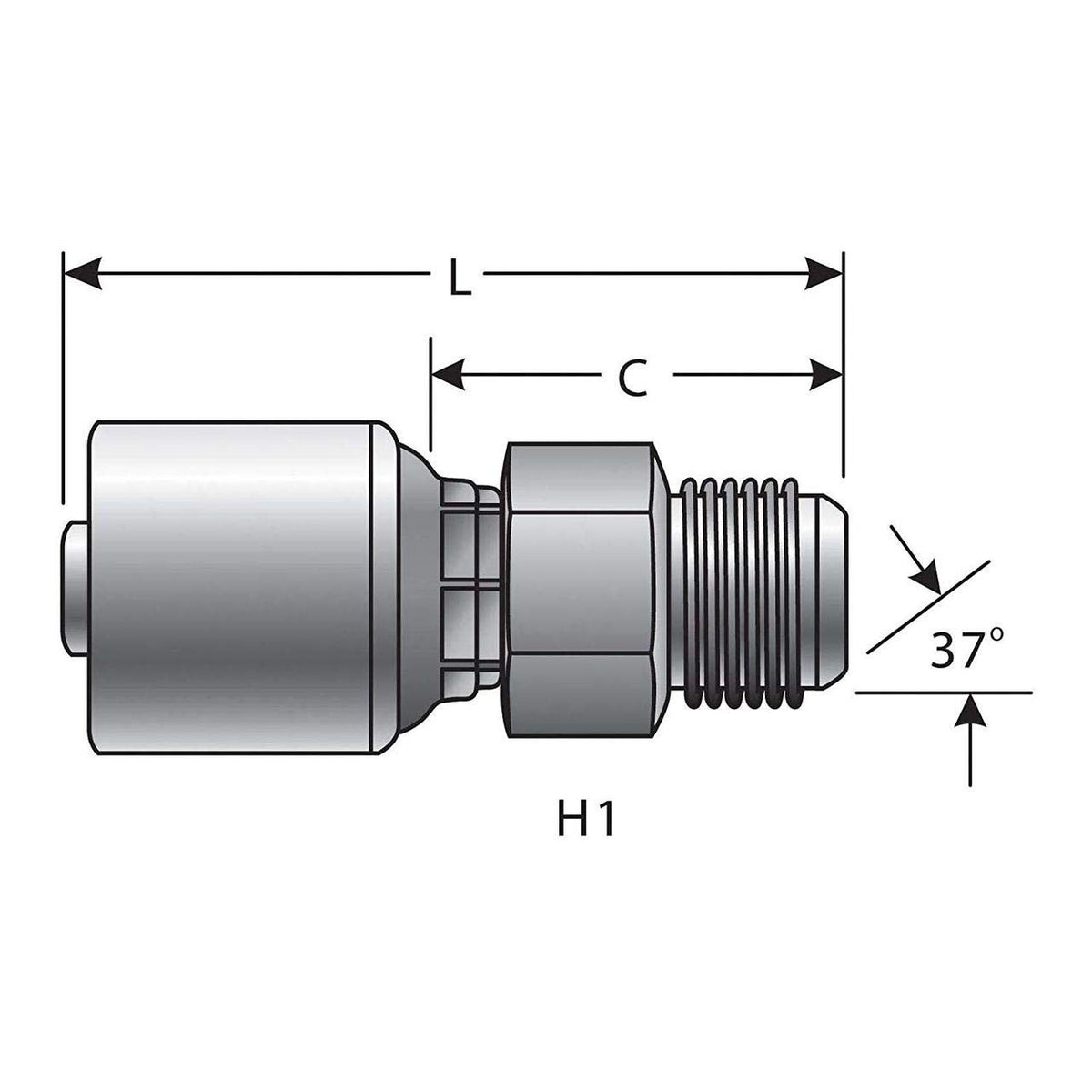 Gates G25165-1216 Male Jic 37 Flare (Mega Crimp