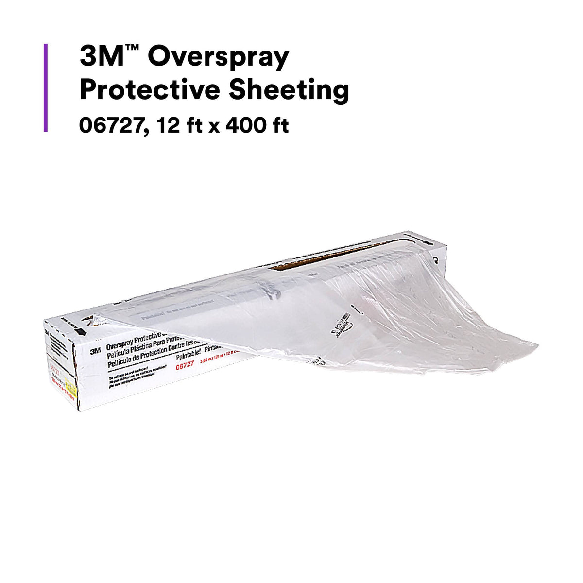 3M 06727 3M Overspray Protective Sheeting, 06727, 12 ft x 400 ft