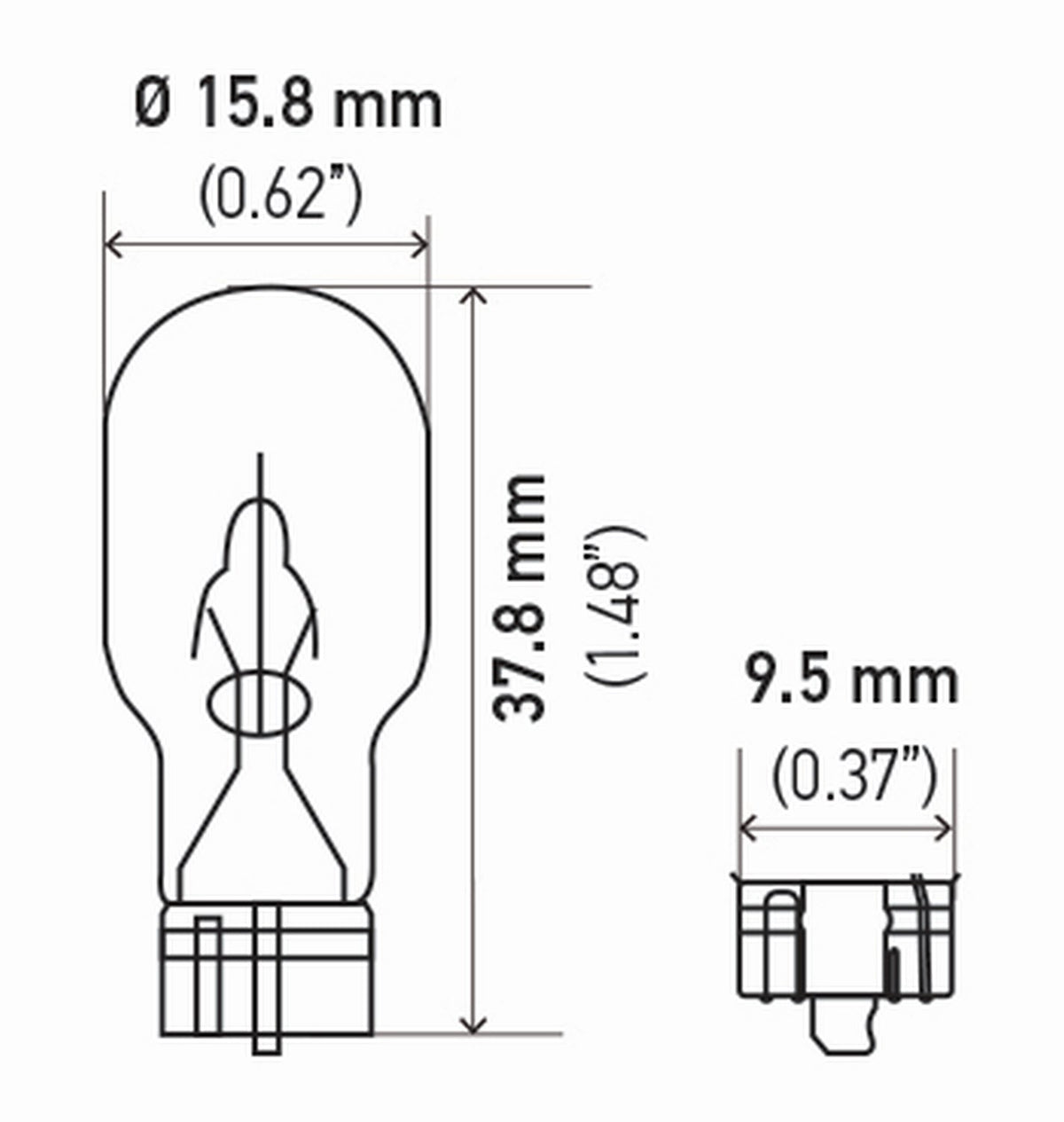 Hella 921SB BULB 921 12V 16W W2.1X9.5D T5 SB