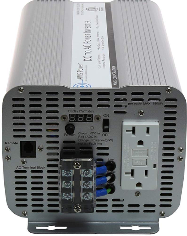 AIMS POWER PWRINV200012120W AIMS 2000W 12V Modified Sine Inverter 120V GFCI Terminal Block ETL