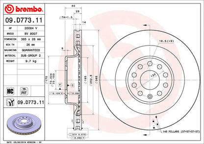 BREMBO 09D77311C02 Brembo Disc Brake Rotor 09.D773.11