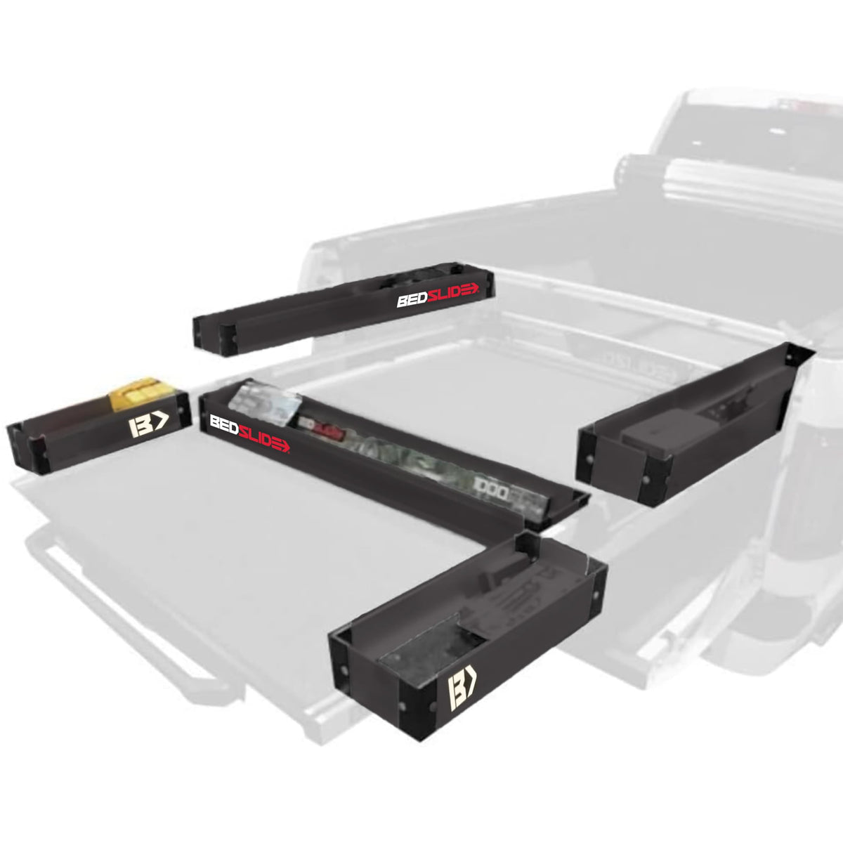 Bedslide BSA-BKB Bedslide Bedbin Complete 5 Piece Kit Truck Bed Organizer, Storage Attachments, Additional Space for Organization, Black