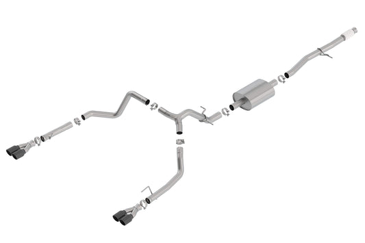 BORLA 140770BC BORLA 140770BC Cat-Back Perf. Exhaust Sys. for 2019-2024 Chevrolet Silverado 1500 / GMC Sierra 1500 5.3L V8 S-Type Sound Dual Split Rear Exit Dual 3.5" Rond Black Chrome Tips Each Side