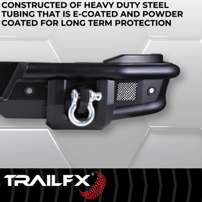 TRAILFX BR004T TrailFX Rear Bumper for Ford Bronco 2021-2025 Matte Black Powder Coated Steel Full Width D-Rings License Plate Bracket LED Cube Light Mounts TrailFX BR004T