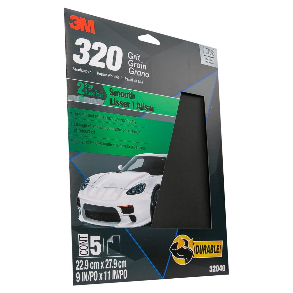 3M 32040 3M Wetordry Sandpaper, 32040, 320 Grit, 9 inch x 11 inch, 5 Sheets Per Pack