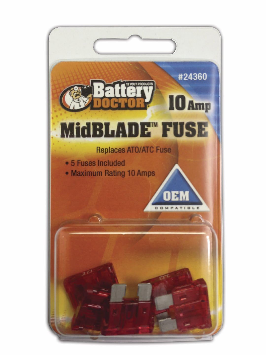 WIRTHCO 24370 WirthCo 24370 Battery Doctor 20 Amp MidBlade Fuse, 5 Pack