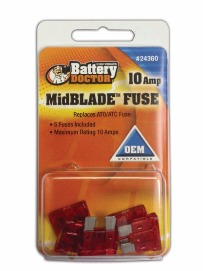 WIRTHCO 24370 WirthCo 24370 Battery Doctor 20 Amp MidBlade Fuse, 5 Pack