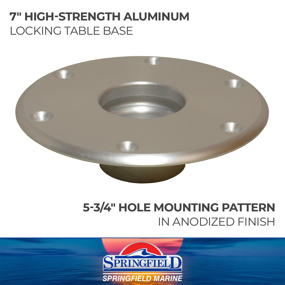 SPRINGFIELD 1660017 Springfield 1660017 Stowable 2-3/8" Table Base - Anodized Aluminum,Silver