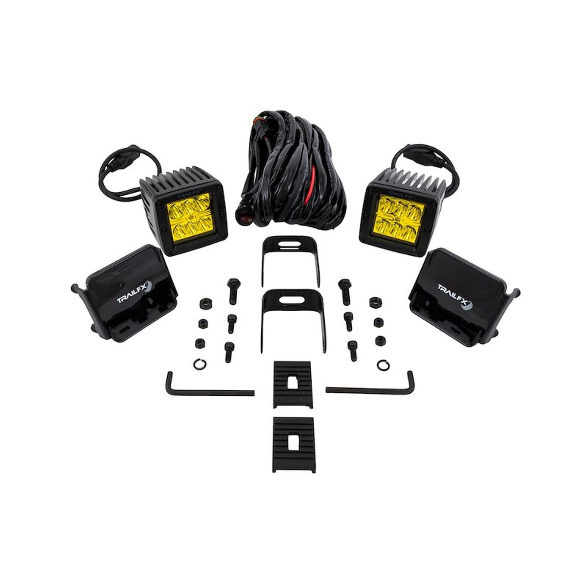 TRAILFX 3X2AMS2 Trailfx Driving/Fog Light 3X2AMS2, LED Bulb, 6 Clear LED 3 Watt Bulbs, 3 Inch Square, 8 Degree Spot Beam, Amber Polycarbonate Lens, Bracket Mount, 20 Watt Blubs Amp Draw 1.4 AMP At 12 Volts, Set Of 2