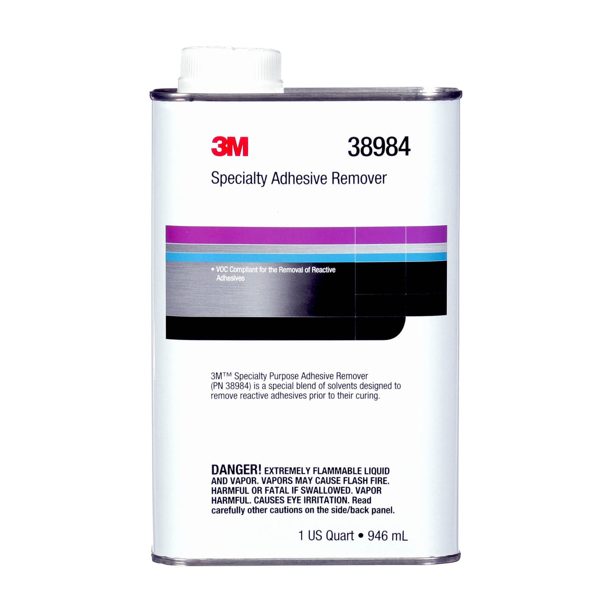 3M 38984 3M Specialty Adhesive Remover 38984, Transparent, Solvent Based, 1 Quart