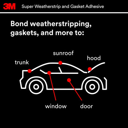 3M 08008 3M Black Super Weatherstrip and Gasket Adhesive, 08008, 5 fl oz, 1 Per Pack
