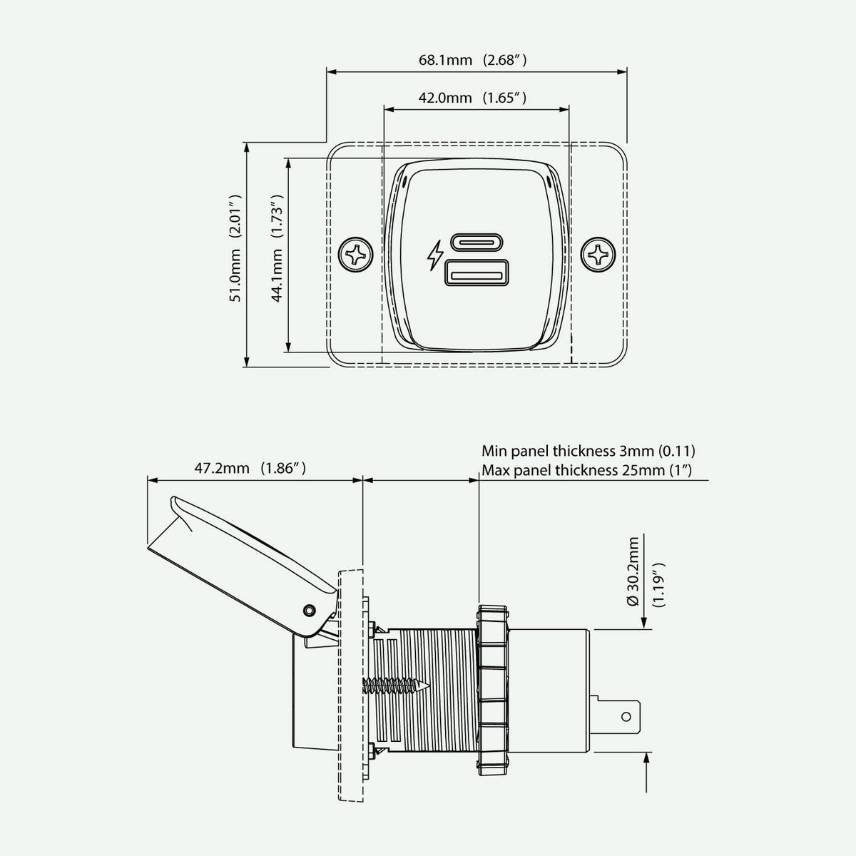 SCANSTRUT SC-USB-F4 Scanstrut SC-USB-F4 FLIP PRO PLUS - FAST CHARGE USB-A &