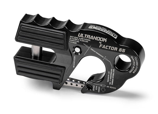 FACTOR 55 00250-04 Factor 55 00250-04 Ultrahook Winch Hook Closed System Shackle Max Load 16,000 lbs ULT Strength Shackle Pin Mount 48,000 lbs Offroad 4x4 Adventure – Black