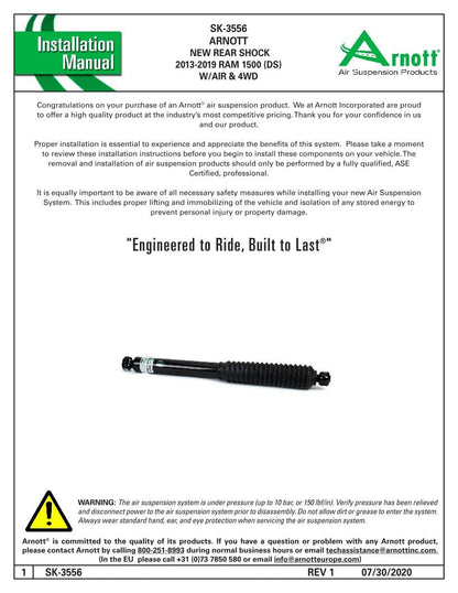 ARNOTT SK-3556 Arnott - Rear Eibach Shock -13-20 RAM 1500/1500 Classic (DS) w/Air Suspension & 4WD - LT/RT (SK-3556