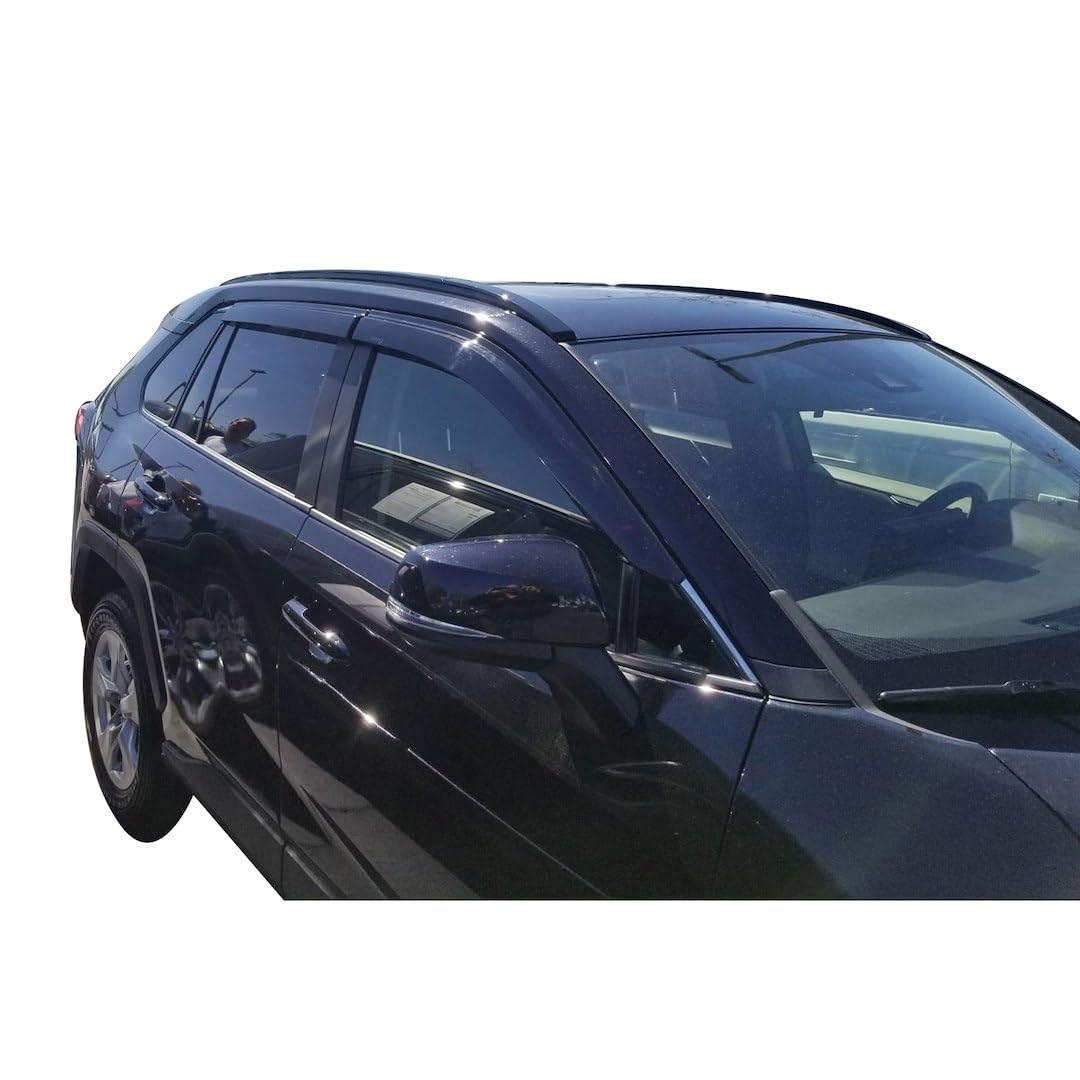 TRAILFX 4255H TRAILFX Rain Guard Tape On Window Vent Visors Acrylic with A Smoke Tint 4 Piece Compatible with RAV4 19- - 4255H