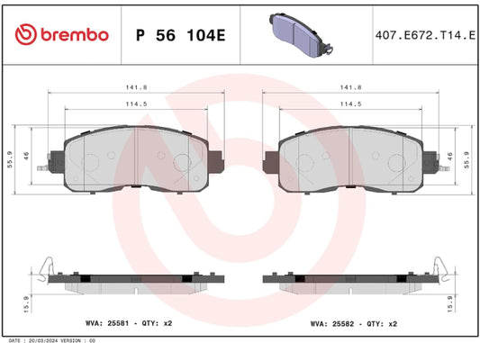 BREMBO P56104 Brembo P56104 BRAKE PAD