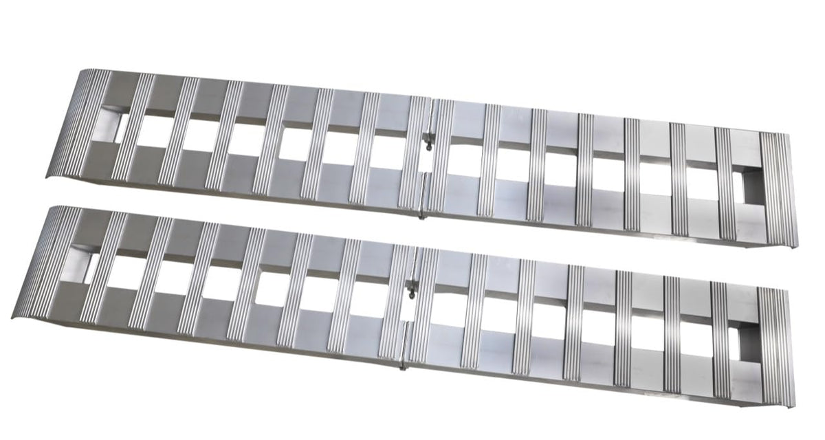 GEN-Y HITCH GH-102595 GEN-Y Hitch GH-102595 Heavy Duty Foldable Aluminum Loading Ramps for Motorcycle, Dirt Bike, Golf Cart, UTV, ATV - 8FT Length, Folds to 4FT - 6,000 LB Max Load per Pair
