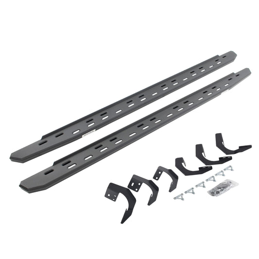 GO RHINO 69620687SPC Go Rhino RB30 Slim Running Boards & Brackets | Galvanized Steel, Textured Black | 69620687SPC | Fits 2015-2018 Ram 1500 Crew Cab Pickup; 2019-2023 Ram 1500 Classic Crew Cab Pickup