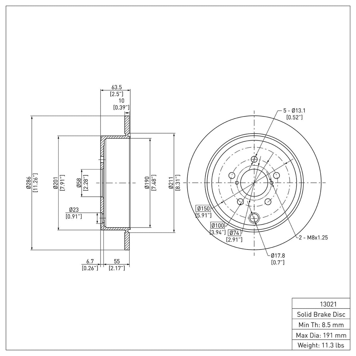 Dynamic Friction 600-13021 Rear Brake Rotor