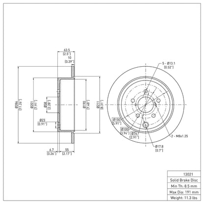 Dynamic Friction 600-13021 Rear Brake Rotor
