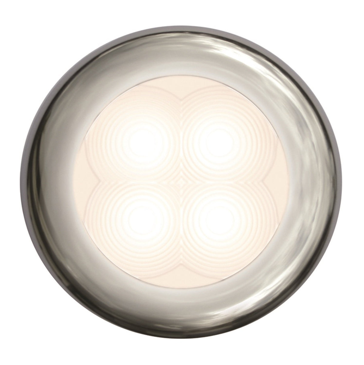 HELLA 980501721 Hella 980501721 '0501 Series' Slim Line White 24V DC Round Enhanced Brightness LED Courtesy Light with Polished Stainless Steel Rim
